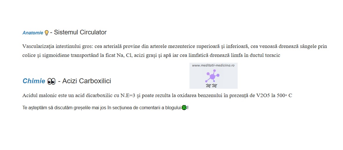 Găsești Greșeala? Sistem Circulator și Acizi Carboxilici