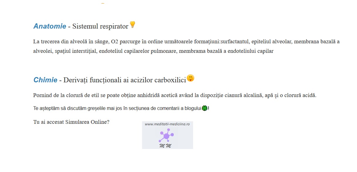 Găsești Greșeala? Sistemul Respirator și Derivați funcționali ai acizilor carboxilici