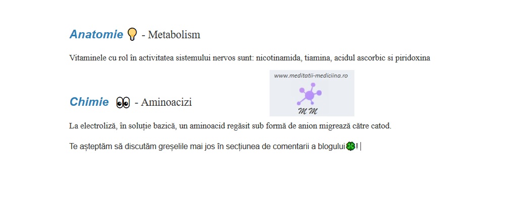 Găsești Greșeala? Metabolism și Aminoacizi