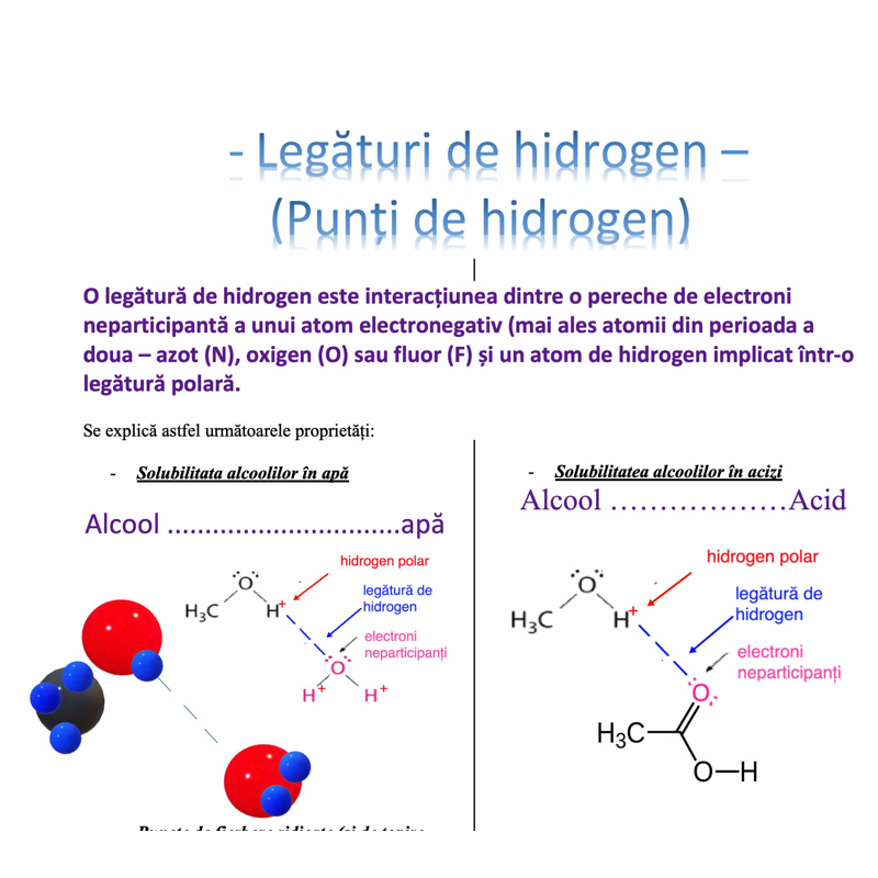 Punți de hidrogen - Alcooli, Amine, Acizi Carboxilici