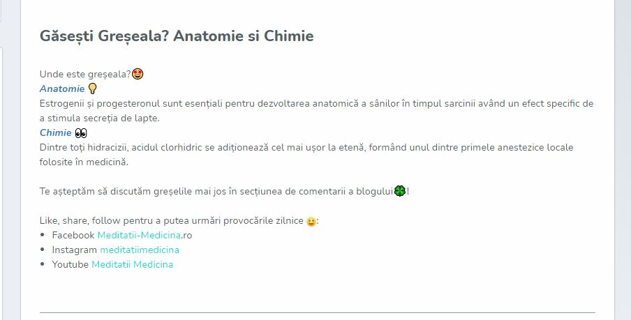 Găsești Greșeala? Anatomie si Chimie